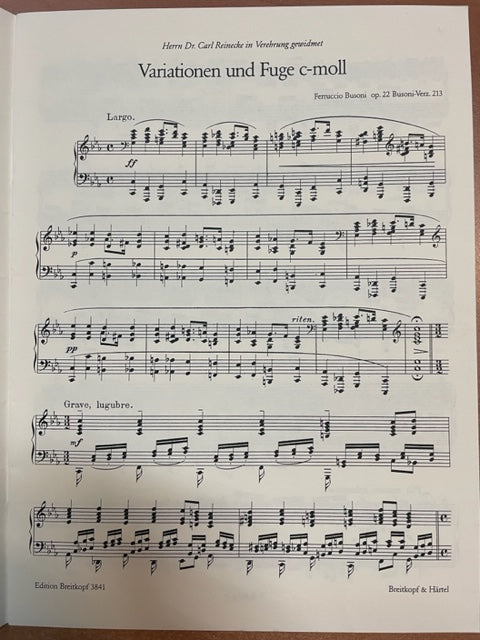 Busoni Variationen und Fuge c-moll über das Präludium op.28 n°20 et 22- 3000 partitions, livres et vinyles d'occasion en vente sur notre site internet gastonmusicclub.fr Gaston Music Store