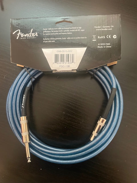 Cable bleu Fender California Series 4,5 mètres bleu -3000 partitions, livres et vinyles d'occasion en vente sur notre site internet gastonmusicclub.fr Gaston Music Store