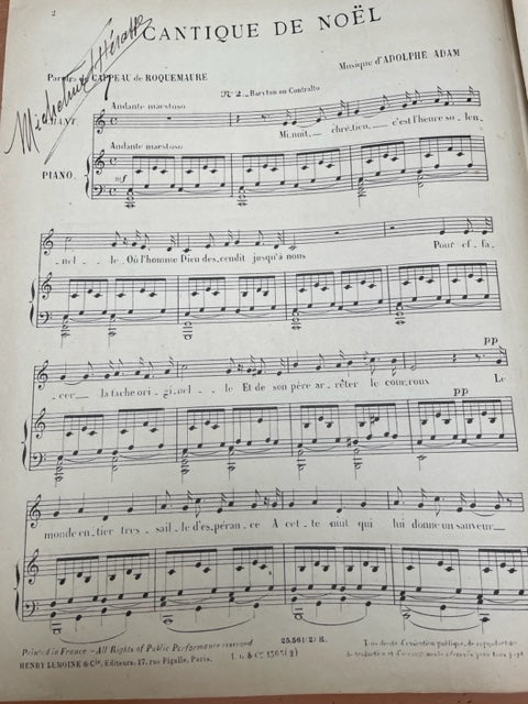 Adolphe Adam Noël - cantique pour baryton ou contralto et piano-3000 partitions, livres et vinyles d'occasion en vente sur notre site internet gastonmusicclub.fr Gaston Music Store