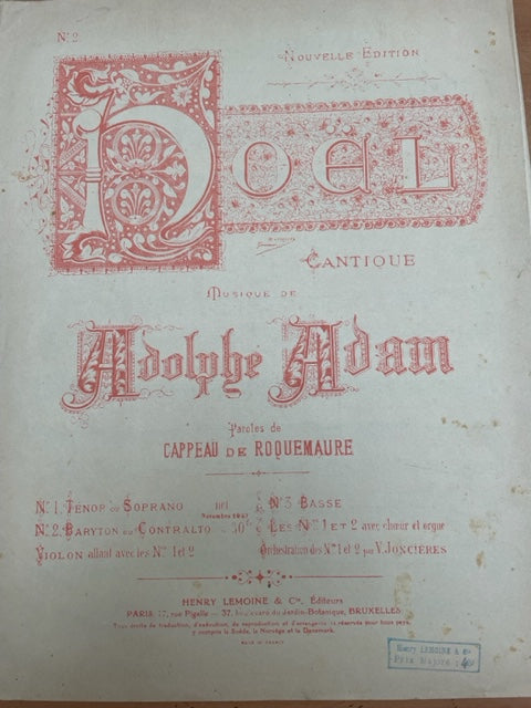 Adolphe Adam Noël - cantique pour baryton ou contralto et piano-3000 partitions, livres et vinyles d'occasion en vente sur notre site internet gastonmusicclub.fr Gaston Music Store