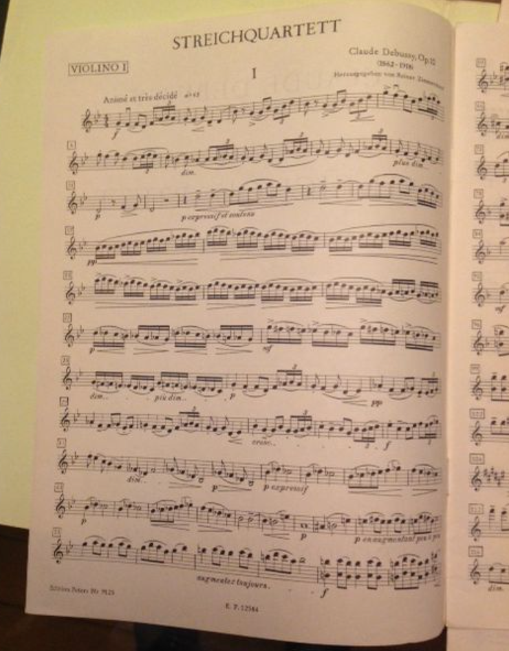 Debussy Streichquartett opus 10 pour quatuor à cordes
