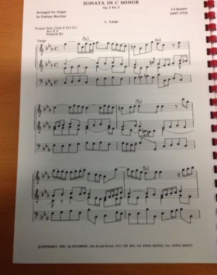 JJ Quantz Sonata in C minor op 2 N°2 , partition pour orgue