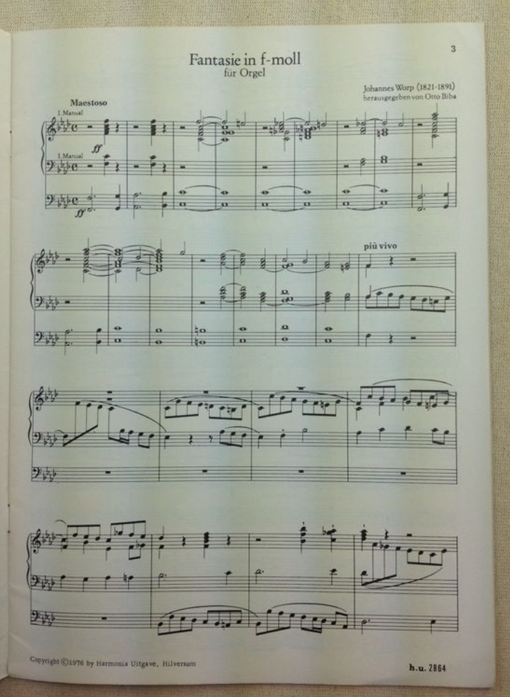 Johannes Worp Fantasie in f-moll partition pour orgue