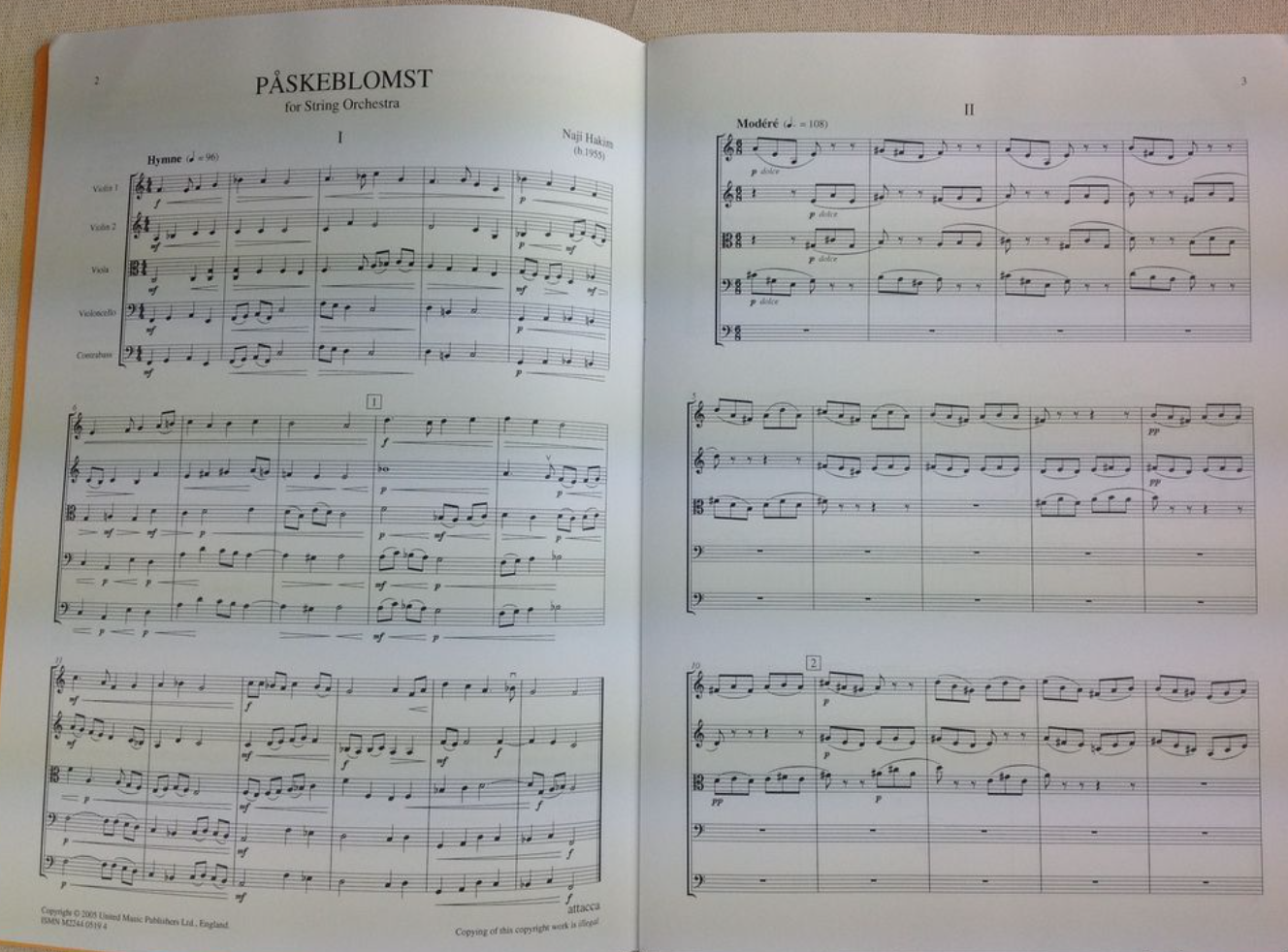 Naji Hakim Paskeblomst Fleur de Pâques partition pour orchestre à cordes