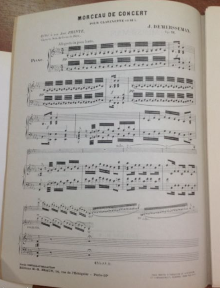 Jules Demersseman Morceau de concert op. 31 partition pour Clarinette et piano