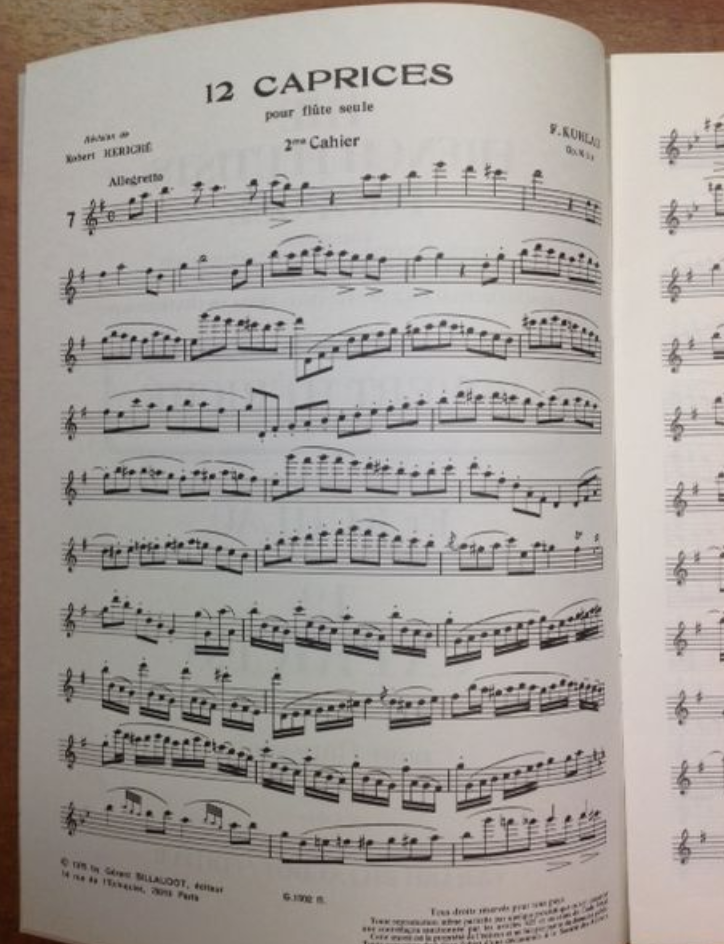 Friedrich Kulhau 12 caprices op 10 bis pour flûte seule, 2e cahier