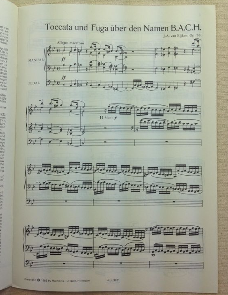 Jan Albert Van Eijken Toccata und fuga über den namen B.A.C.H opus 38 pour orgue-3000 partitions, livres et vinyles d'occasion en vente sur notre site internet gastonmusicclub.fr Gaston Music Store