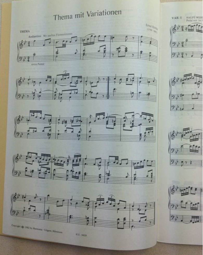 Köhler Ernst Thema mit Variationen partition pour orgue