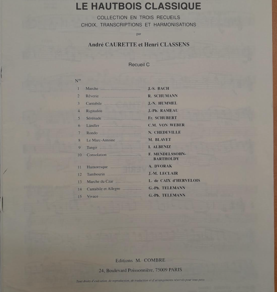 Henri Classens Le Hautbois classique recueil C-3000 partitions, livres et vinyles d'occasion en vente sur notre site internet gastonmusicclub.fr Gaston Music Store