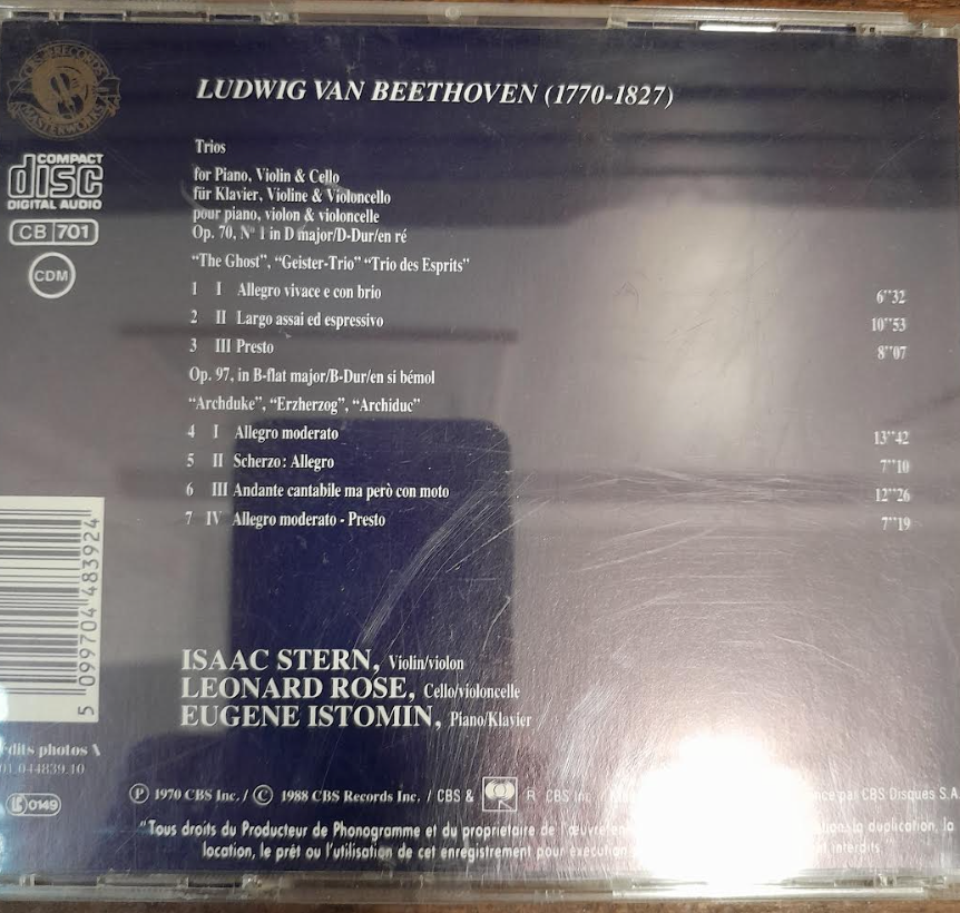 CD Beethoven Trios opus 70 n°1 Trio des esprits et opus 97 L'Archiduc-3000 partitions, livres et vinyles d'occasion en vente sur notre site internet gastonmusicclub.fr Gaston Music Store