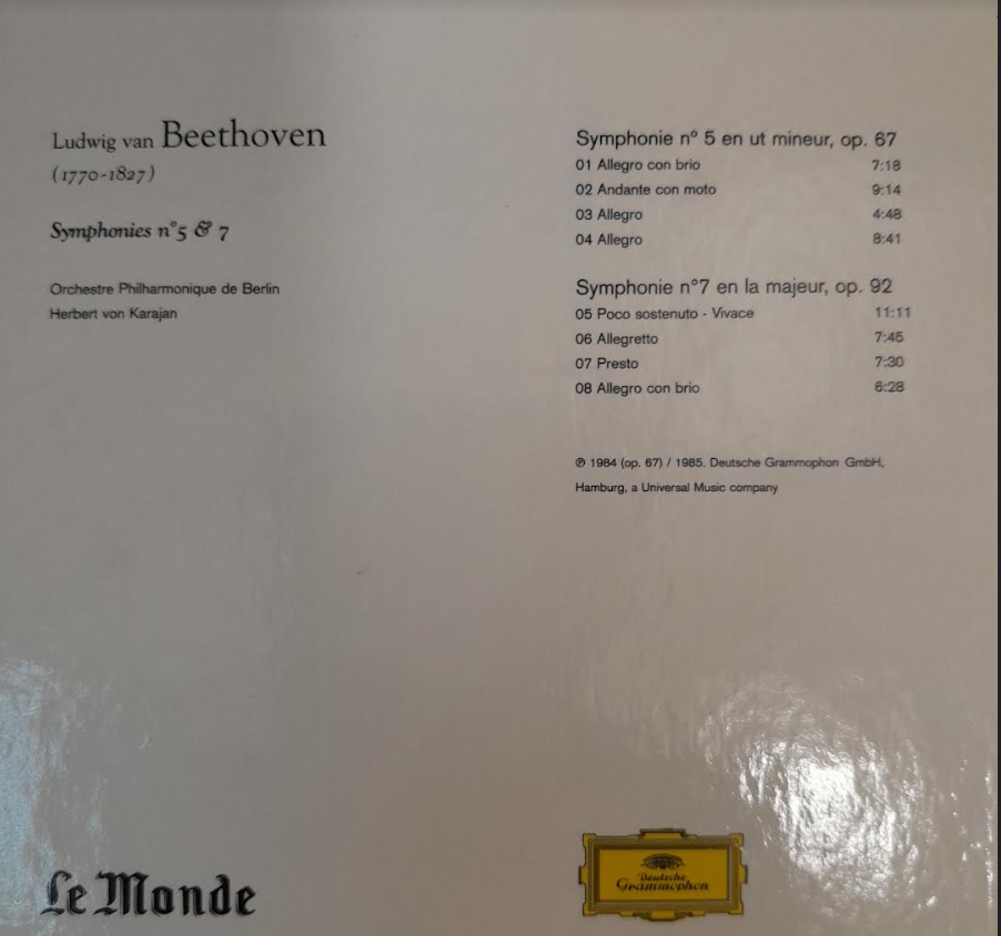 CD Beethoven Symphonies n°5 et 7 opus 67 et 92-3000 partitions, livres et vinyles d'occasion en vente sur notre site internet gastonmusicclub.fr Gaston Music Store