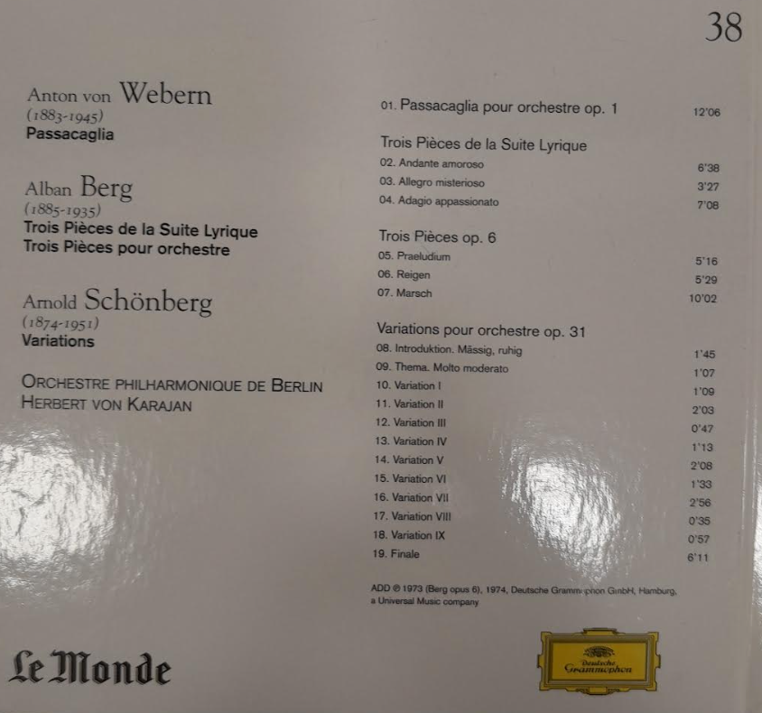 CD Webern Berg Schönberg-3000 partitions, livres et vinyles d'occasion en vente sur notre site internet gastonmusicclub.fr Gaston Music Store