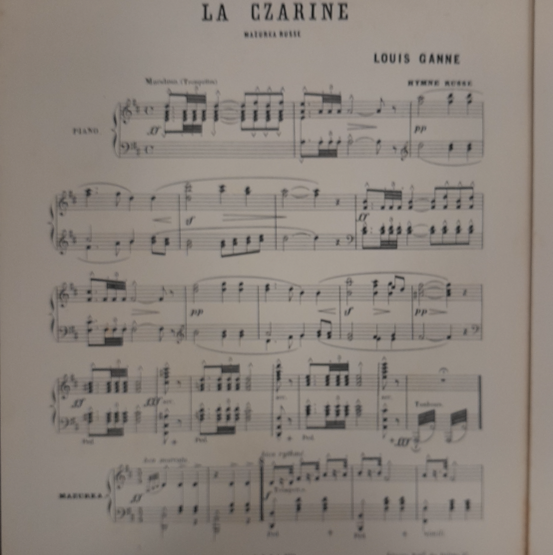 Louis Ganne La Czarine, mazurka russe partition piano- 3000 partitions, livres et vinyles d'occasion en vente sur notre site internet gastonmusicclub.fr Gaston Music Store