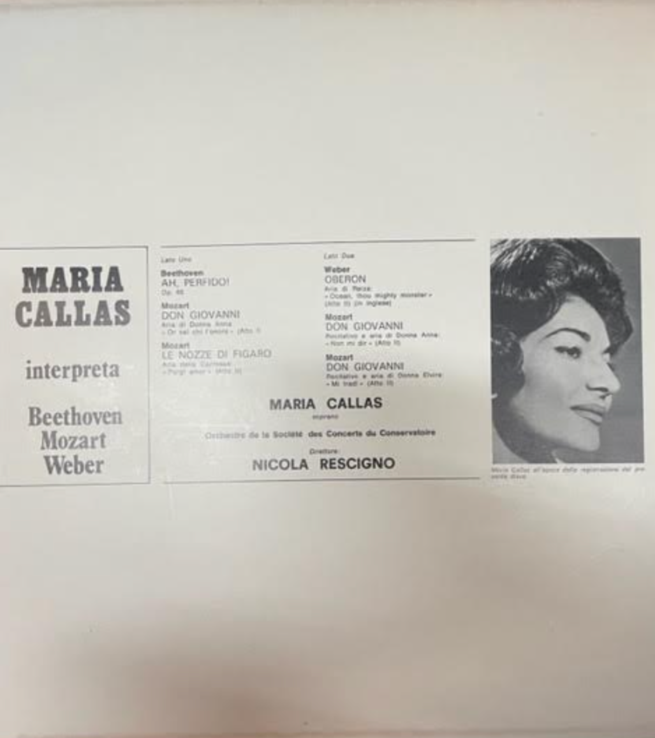 Vinyle Maria Callas interprète Beethoven - Mozart - Weber