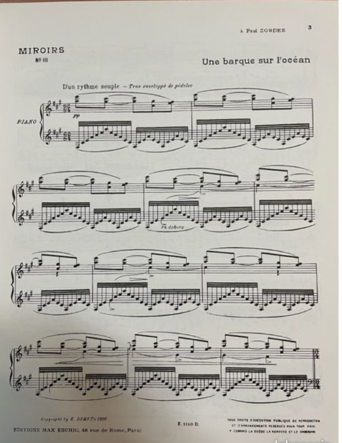 Maurice Ravel Miroirs n°3: Une barque sur l'océan partition piano