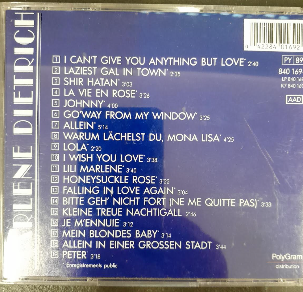 CD Marlene Dietrich, chante Lili Marlène-3000 partitions, livres et vinyles d'occasion en vente sur notre site internet gastonmusicclub.fr Gaston Music Store