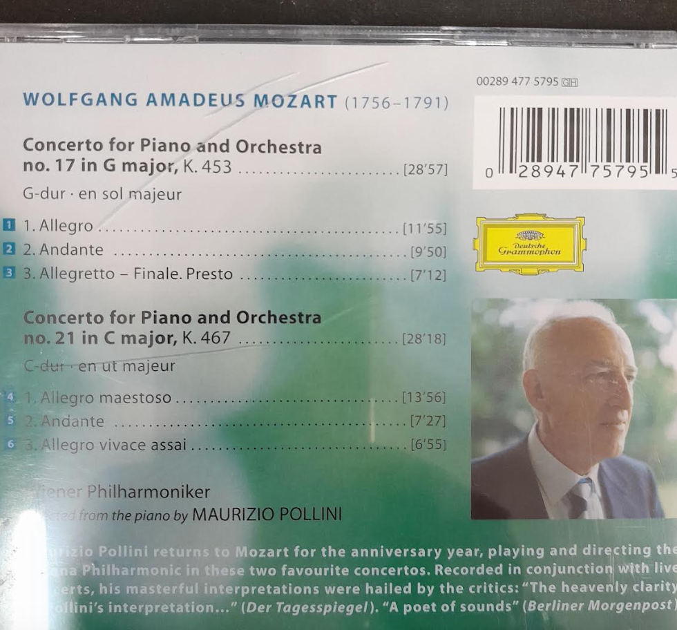 CD W.A.Mozart Piano concertos K.453 & 467-3000 partitions, livres et vinyles d'occasion en vente sur notre site internet gastonmusicclub.fr Gaston Music Store