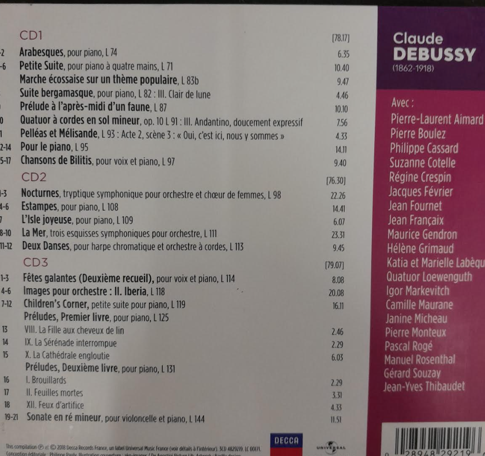 Coffret 3 CD Claude Debussy - Debussy French Touch: Quand les artistes français interprètent Debussy-3000 partitions, livres et vinyles d'occasion en vente sur notre site internet gastonmusicclub.fr Gaston Music Store