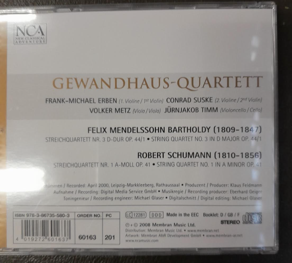 CD Mendelssohn - Schumann String quartet n° 3 - String quartet n° 1-3000 partitions, livres et vinyles d'occasion en vente sur notre site internet gastonmusicclub.fr Gaston Music Store