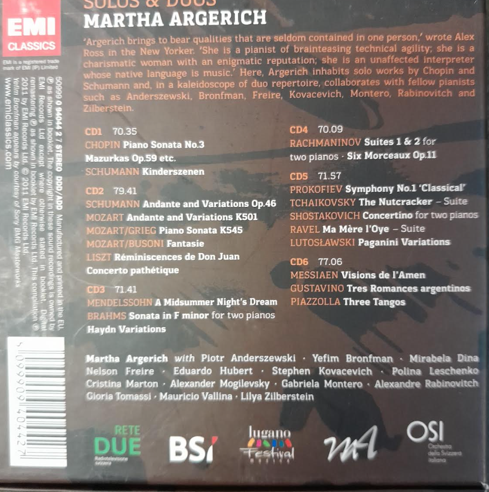 Coffret 6CD Martha Argerich, piano Solos & Duos-3000 partitions, livres et vinyles d'occasion en vente sur notre site internet gastonmusicclub.fr Gaston Music Store