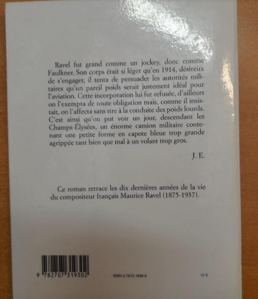 Ravel livre de Jean Echenoz-3000 partitions, livres et vinyles d'occasion en vente sur notre site internet gastonmusicclub.fr Gaston Music Store
