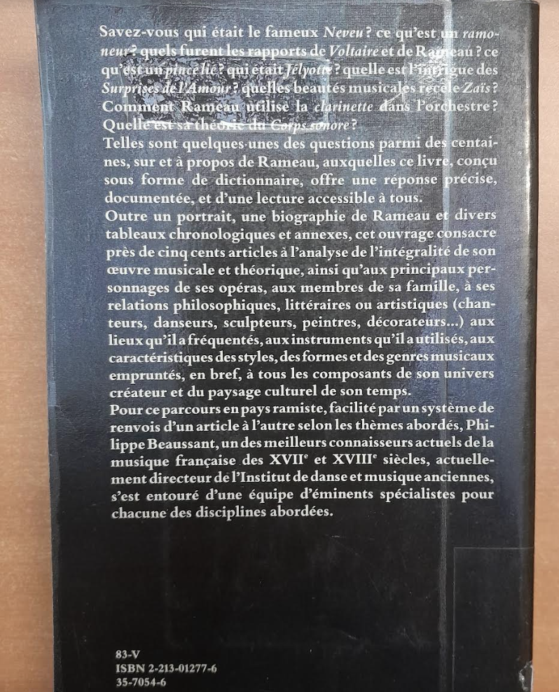 Rameau de A à Z Livre de Philippe Beaussant-3000 partitions, livres et vinyles d'occasion en vente sur notre site internet gastonmusicclub.fr Gaston Music Store