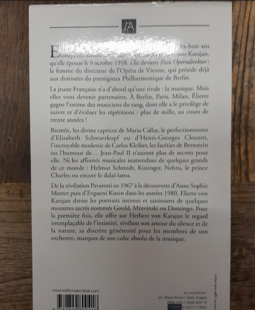 A ses côtés livre de Eliette von Karajan-3000 partitions, livres et vinyles d'occasion en vente sur notre site internet gastonmusicclub.fr Gaston Music Store