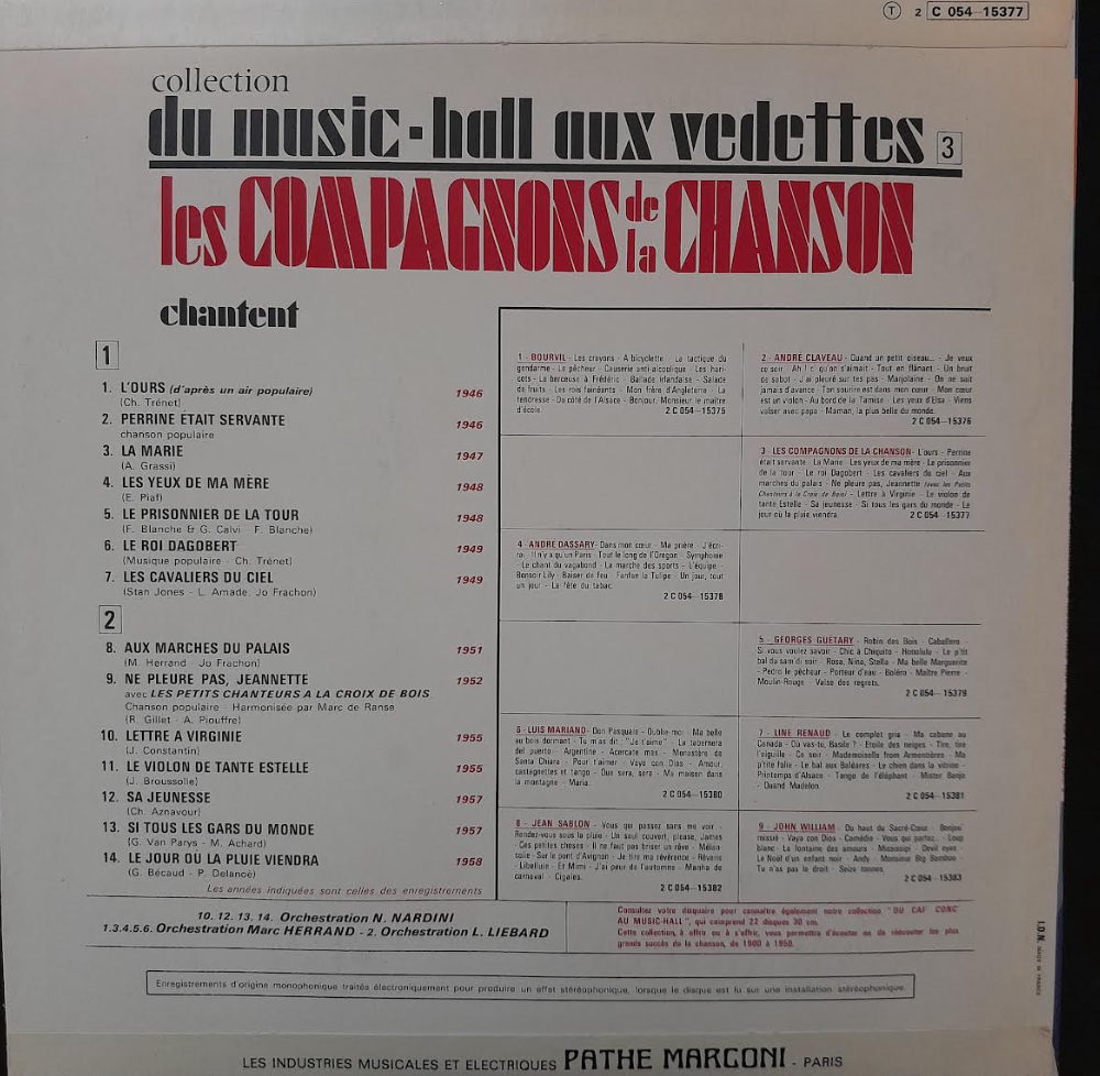 Vinyle les compagnons de la chanson-3000 partitions, livres et vinyles d'occasion en vente sur notre site internet gastonmusicclub.fr Gaston Music Store