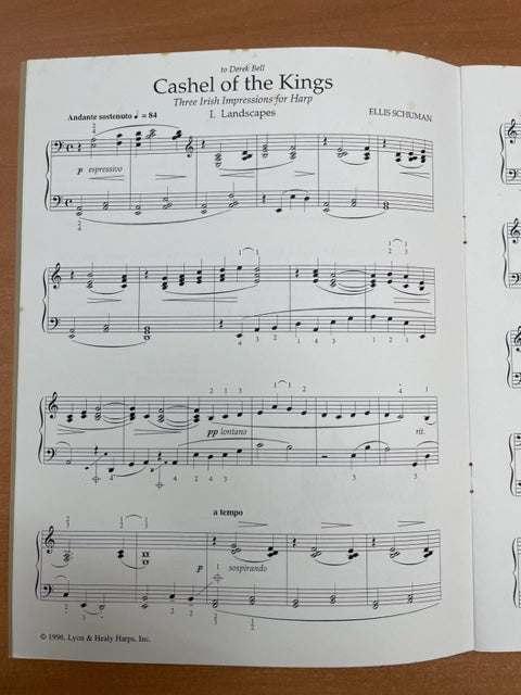 Ellis Schuman Cashel of the Kings - 3 Irish impressions for harp (with ou without pedals)- 3000 partitions, livres et vinyles d'occasion en vente sur notre site internet gastonmusicclub.fr Gaston Music Store