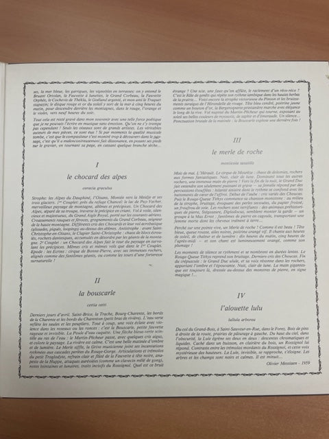 Vinyle Olivier Messiaen Catalogue d'oiseaux, extraits - Yvonne Loriod, piano
