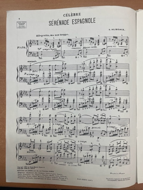 Isaac Albeniz Célèbre Serenata española partition piano