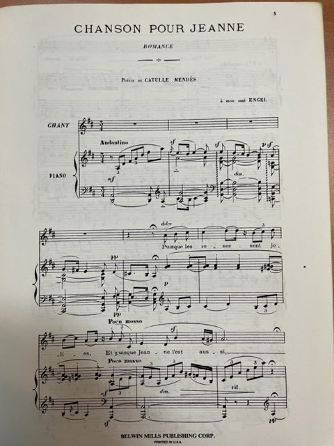 Emmanuel Chabrier Recueil de mélodies pour chant et piano