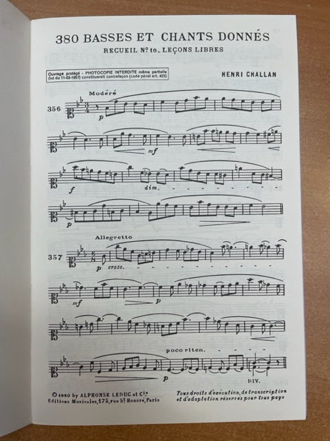 Henri Challan 382 basses et chants donnés vol 10A - Textes 3000 partitions, livres et vinyles d'occasion en vente sur notre site internet gastonmusicclub.fr Gaston Music Store