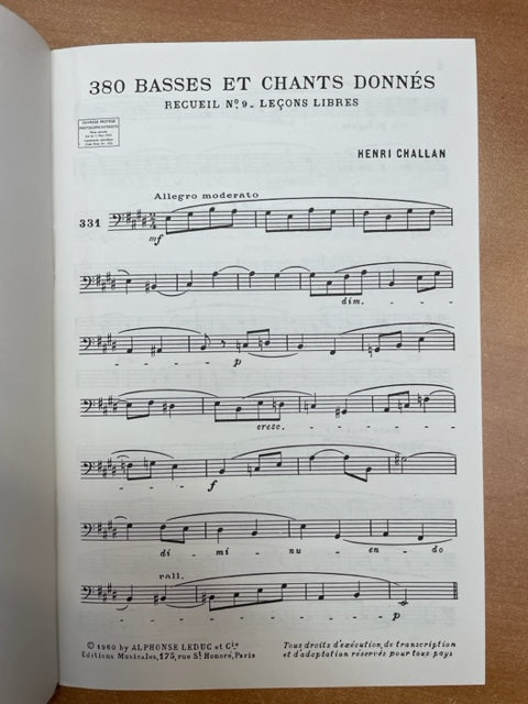 Henri Challan 381 basses et chants donnés vol 9A - Textes 3000 partitions, livres et vinyles d'occasion en vente sur notre site internet gastonmusicclub.fr Gaston Music Store