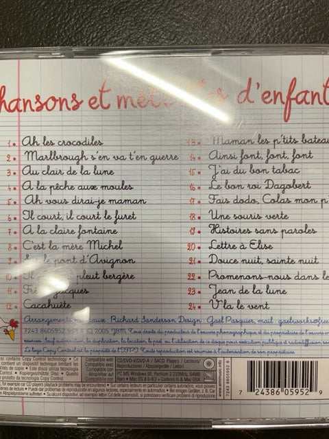 CD Richard Sanderson Chansons et mélodies d'enfants - 3000 partitions, livres et vinyles d'occasion en vente sur notre site internet gastonmusicclub.fr Gaston Music Store