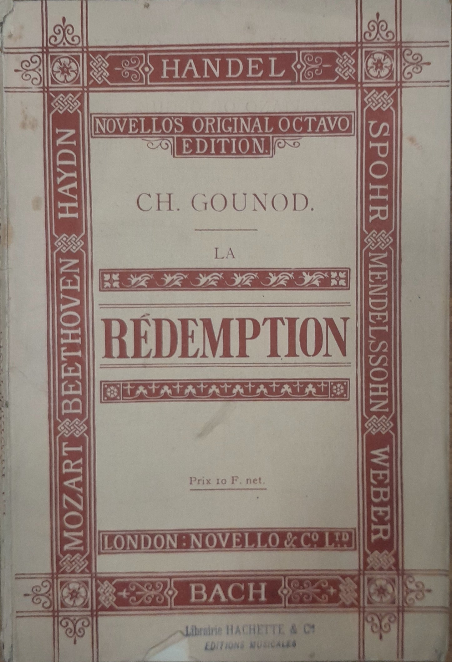 Charles Gounod La rédemption, trilogie sacrée réduction chant piano