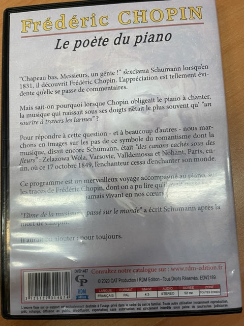 DVD Frédéric Chopin : Le poète du piano- 3000 partitions, livres et vinyles d'occasion en vente sur notre site internet gastonmusicclub.fr Gaston Music Store