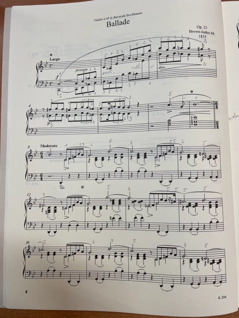 Frédéric Chopin Ballades pour piano- 3000 partitions, livres et vinyles d'occasion en vente sur notre site internet gastonmusicclub.fr Gaston Music Store