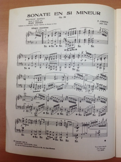 Partition Chopin Sonate en si mineur pour piano