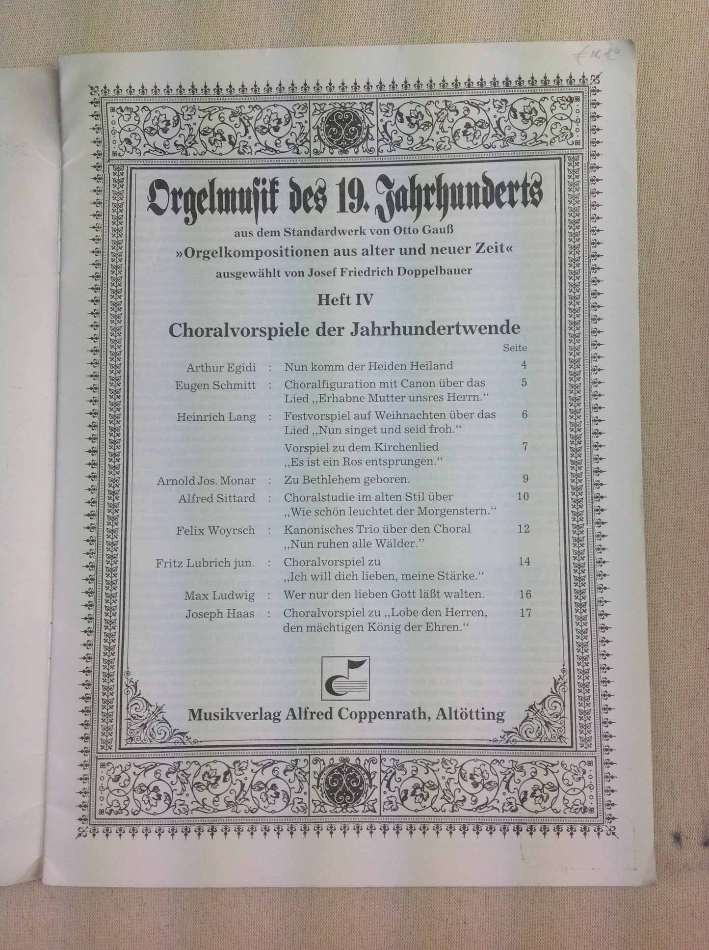 Choralvorspiele der Jahrhundertwende, partition pour orgue