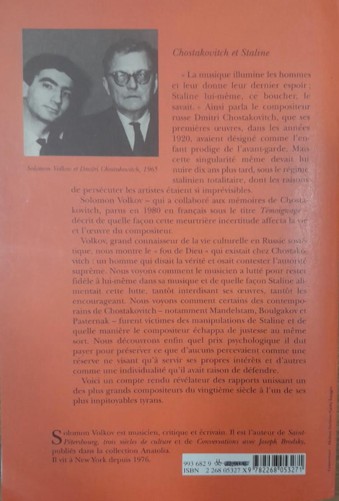 Chostakovitch et Staline livre de Volkov Solomon