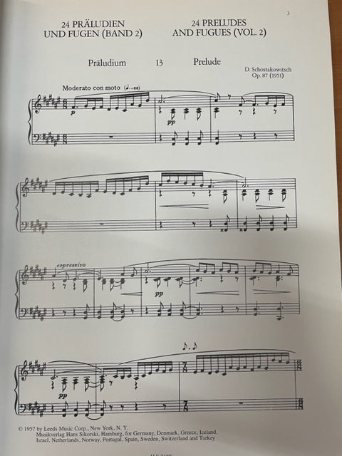 Chostakovitch 24 préludes et fugues opus 87 volume 2 partition piano