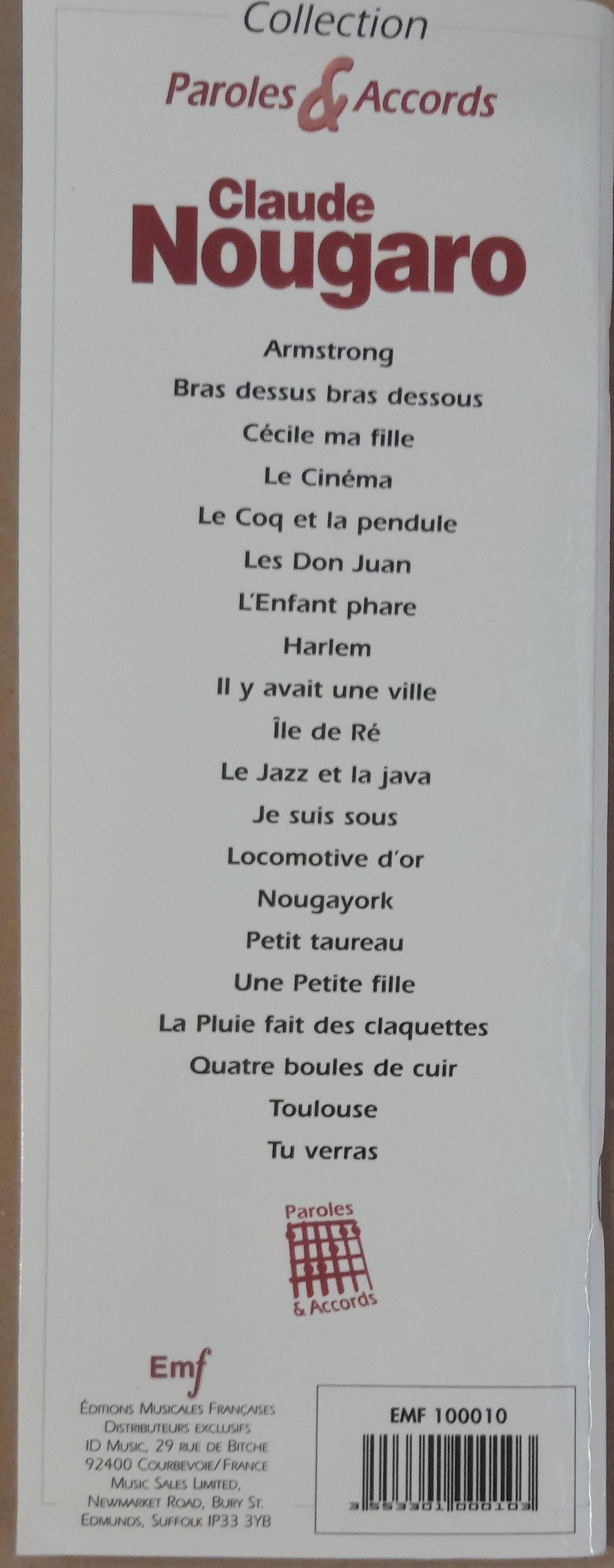 Claude Nougaro Accords guitare et claviers