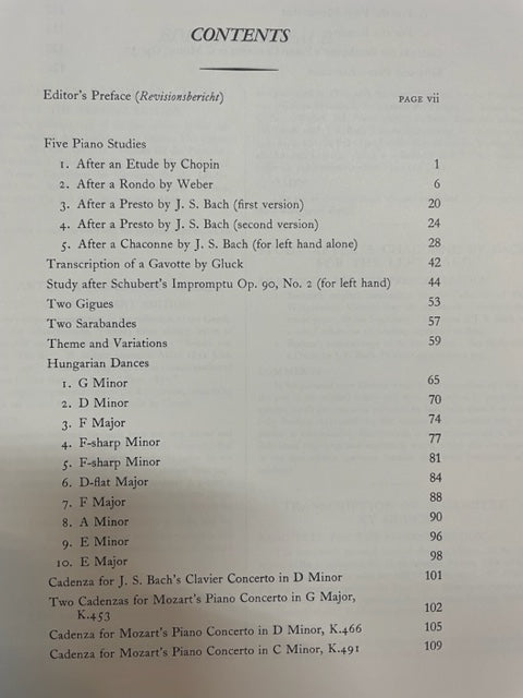 Johannes Brahms Complete transcriptions, cadenzas and exercices for solo piano