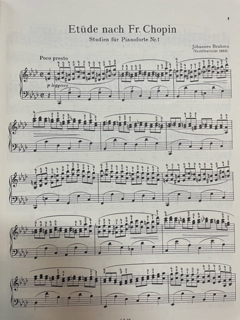 Johannes Brahms Complete transcriptions, cadenzas and exercices for solo piano