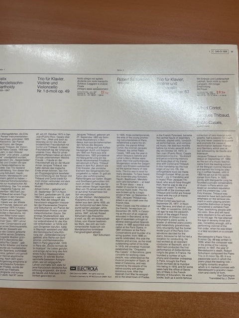 Vinyle Mendelssohn - Schumann Klaviertrio n°1 op.49 - Klaviertrio n°1 op.63-3000 partitions, livres et vinyles d'occasion en vente sur notre site internet gastonmusicclub.fr Gaston Music Store