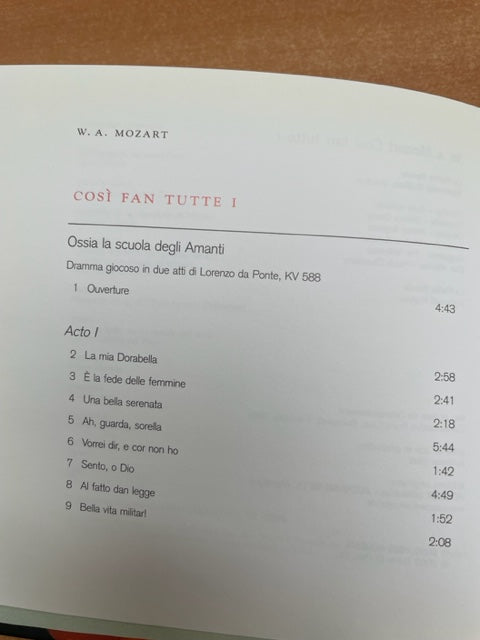 CD Mozart Cosi fan tutte (I) Ouverture, Acte 1 Livret 59 pages + CD- 3000 partitions, livres et vinyles d'occasion en vente sur notre site internet gastonmusicclub.fr Gaston Music Store