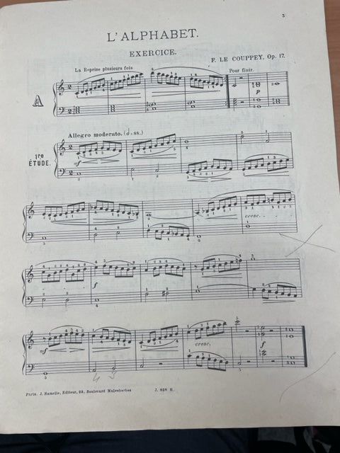 Manuel Le Couppey L'alphabet 25 études très faciles et sans octave-3000 partitions, livres et vinyles d'occasion en vente sur notre site internet gastonmusicclub.fr Gaston Music Store