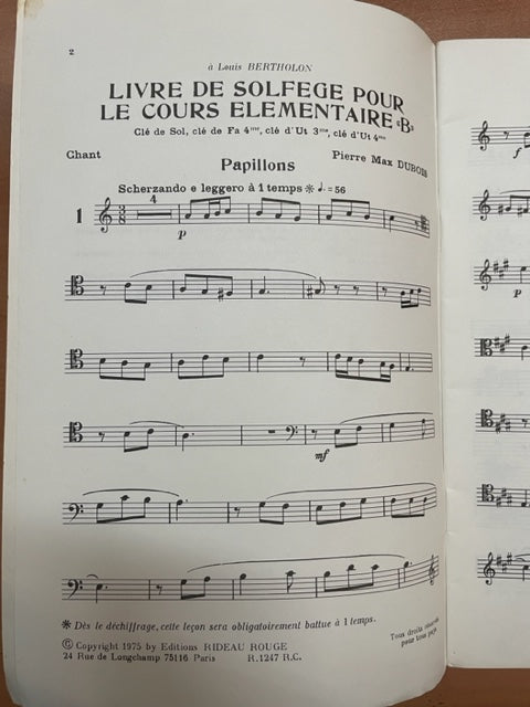 Pierre-Max Dubois Livre de solfège pour le cours élémentaire B