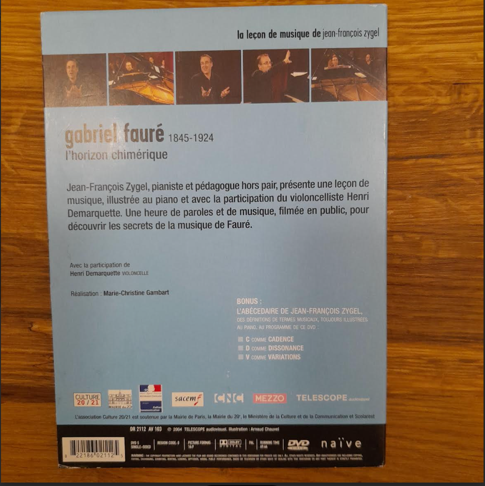 DVD La leçon de musique de Jean-François Zygel : Fauré